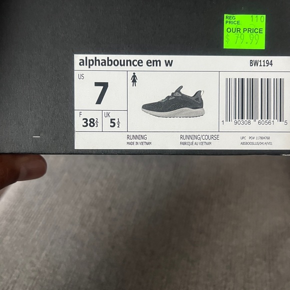 In box, worn once indoors, Adidas “Alphabounce Em” - Picture 3 of 6
